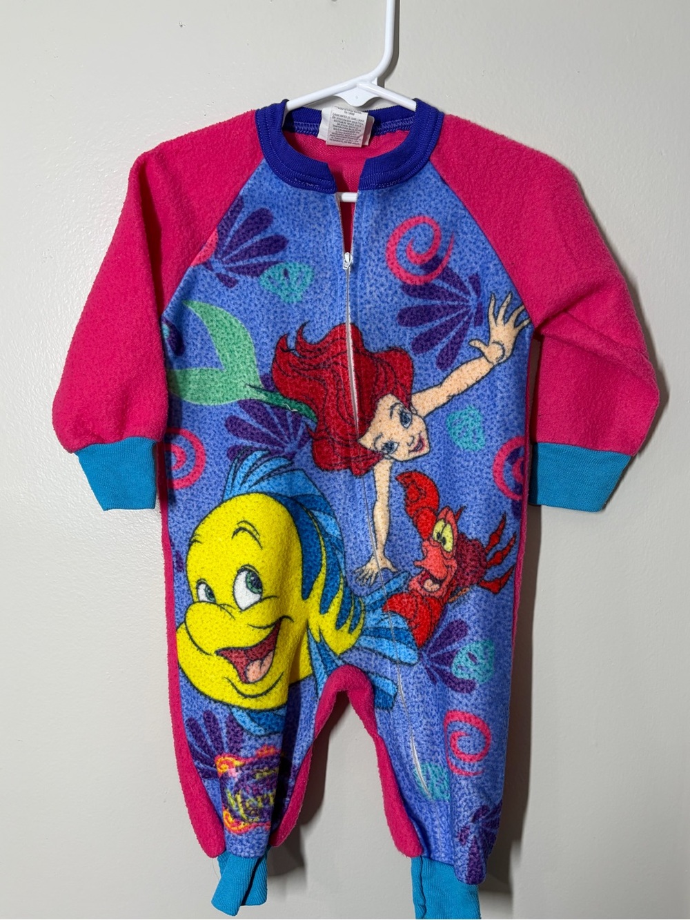 Vintage Disney The Little Mermaid Kids Fleece One-Piece -2T